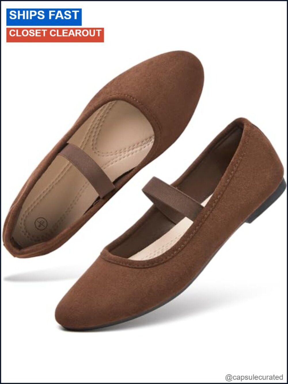 Suede Mary Jane Ballet Flats Round Toe Slip On Dress Shoes